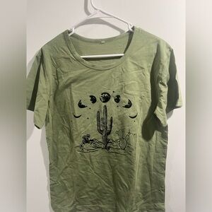 Medium green cactus and moon phase shirt